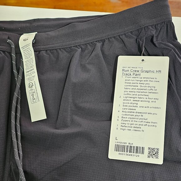 Lululemon Mile Maker Run Crew Graphic HR Track Pant - Black - Size L - LW5GVQS - Picture 8 of 8